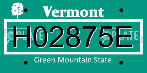 H02875E Vermont License Plate