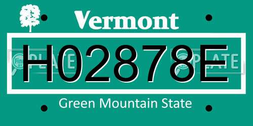 H02878E Vermont License Plate