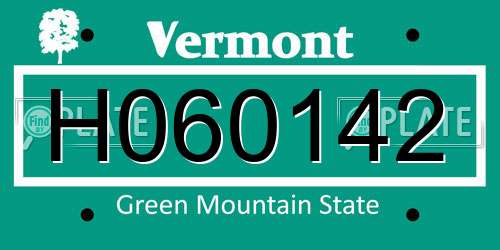 H060142 Vermont License Plate