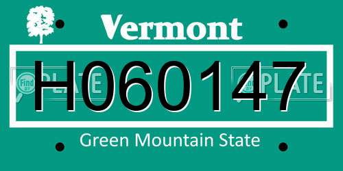 H060147 Vermont License Plate