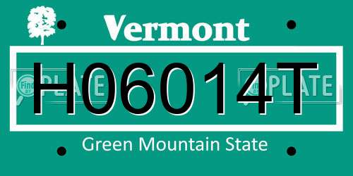 H06014T Vermont License Plate