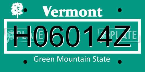 H06014Z Vermont License Plate