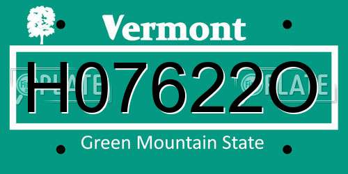 H07622O Vermont License Plate