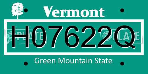 H07622Q Vermont License Plate