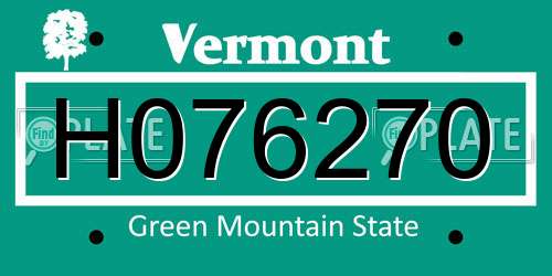 H076270 Vermont License Plate