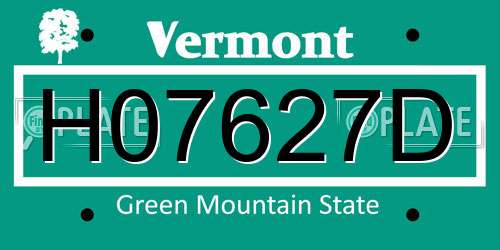 H07627D Vermont License Plate