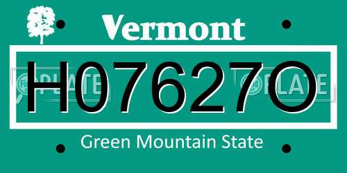H07627O Vermont License Plate