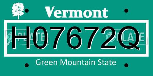 H07672Q Vermont License Plate