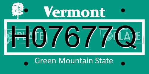 H07677Q Vermont License Plate