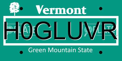 H0GLUVR Vermont License Plate