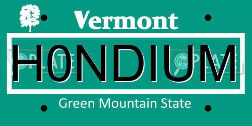 H0NDIUM Vermont License Plate