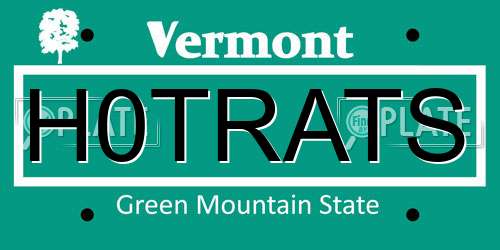 H0TRATS Vermont License Plate