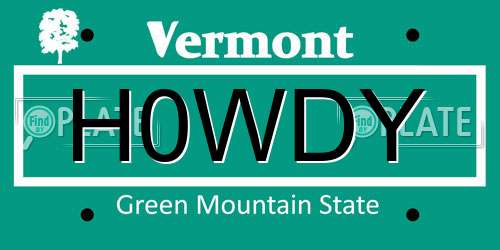 H0WDY Vermont License Plate