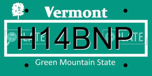 H14BNP Vermont License Plate
