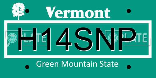 H14SNP Vermont License Plate