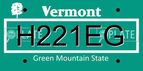 H221EG Vermont License Plate