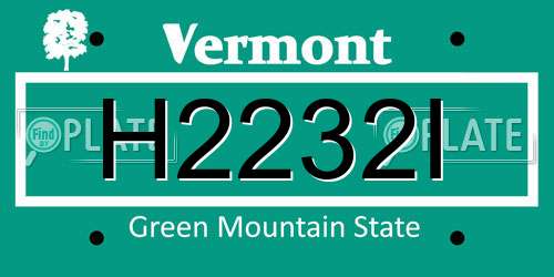 H2232I Vermont License Plate