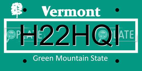 H22HQI Vermont License Plate