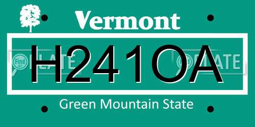 H241OA Vermont License Plate