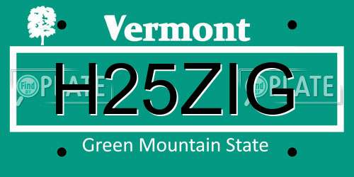 H25ZIG Vermont License Plate