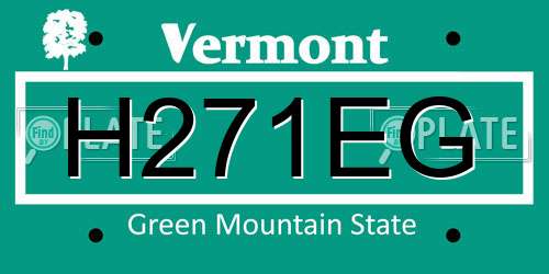 H271EG Vermont License Plate