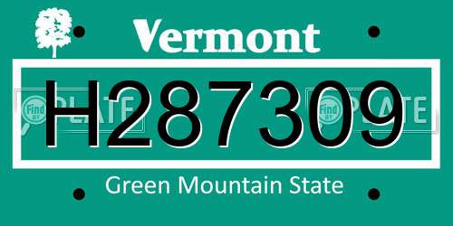 H287309 Vermont License Plate