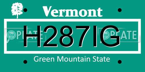 H287IG Vermont License Plate