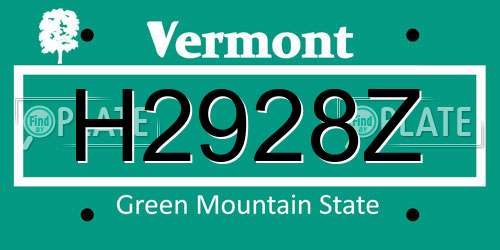 H2928Z Vermont License Plate