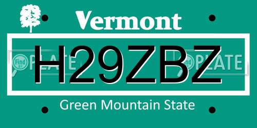 H29ZBZ Vermont License Plate
