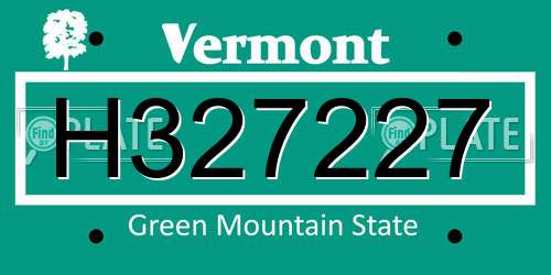 H327227 Vermont License Plate
