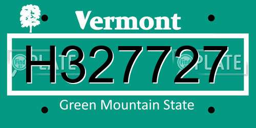 H327727 Vermont License Plate