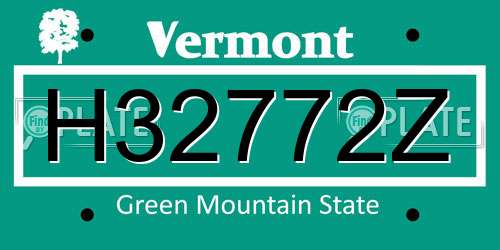 H32772Z Vermont License Plate