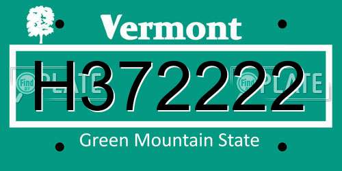 H372222 Vermont License Plate