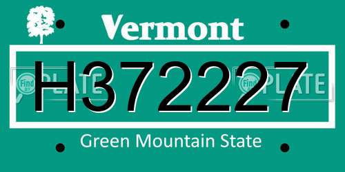 H372227 Vermont License Plate