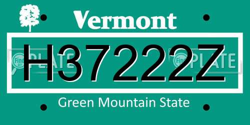H37222Z Vermont License Plate