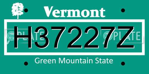 H37227Z Vermont License Plate