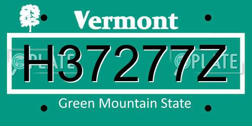 H37277Z Vermont License Plate