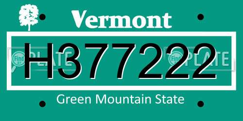 H377222 Vermont License Plate
