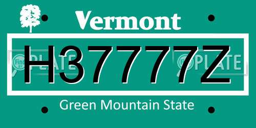 H37777Z Vermont License Plate