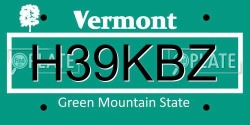 H39KBZ Vermont License Plate