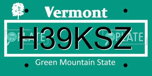 H39KSZ Vermont License Plate