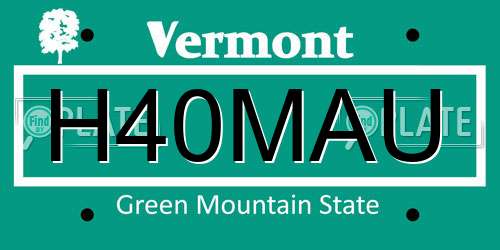 H40MAU Vermont License Plate