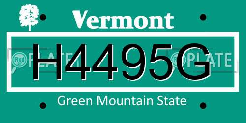 H4495G Vermont License Plate