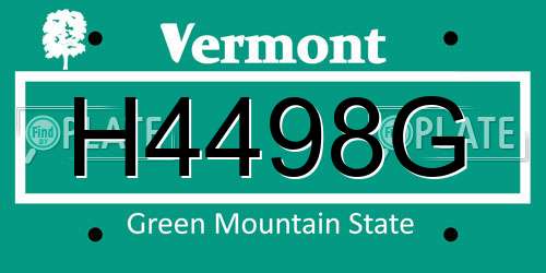 H4498G Vermont License Plate