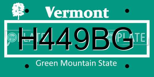 H449BG Vermont License Plate