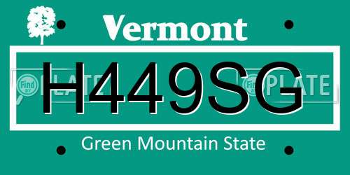 H449SG Vermont License Plate