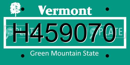 H459070 Vermont License Plate