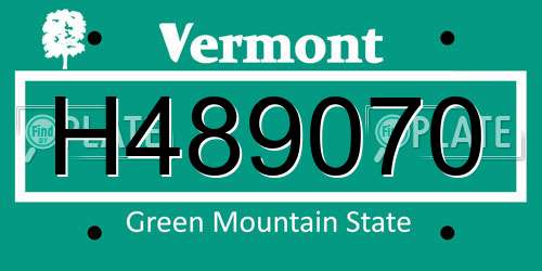 H489070 Vermont License Plate