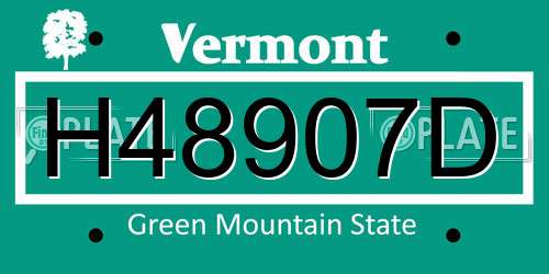H48907D Vermont License Plate