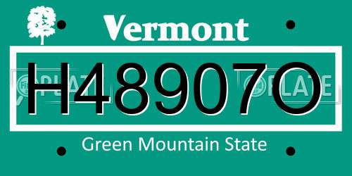 H48907O Vermont License Plate
